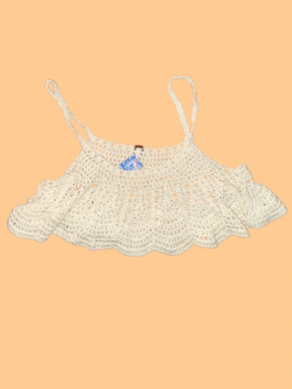 free people top free, bird ivory, crocheted crop top size L